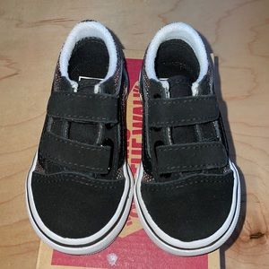 VANS OLD SKOOL BABY GIRLS PINK LEOPARD MESH BLACK